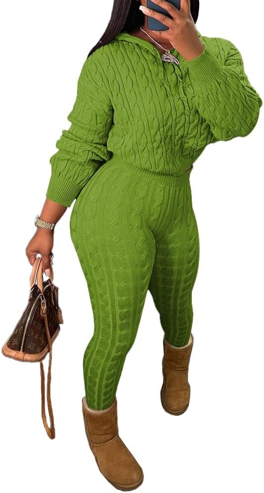 Nimsruc Knit Two Piece Outfits For Women Sweater Sets